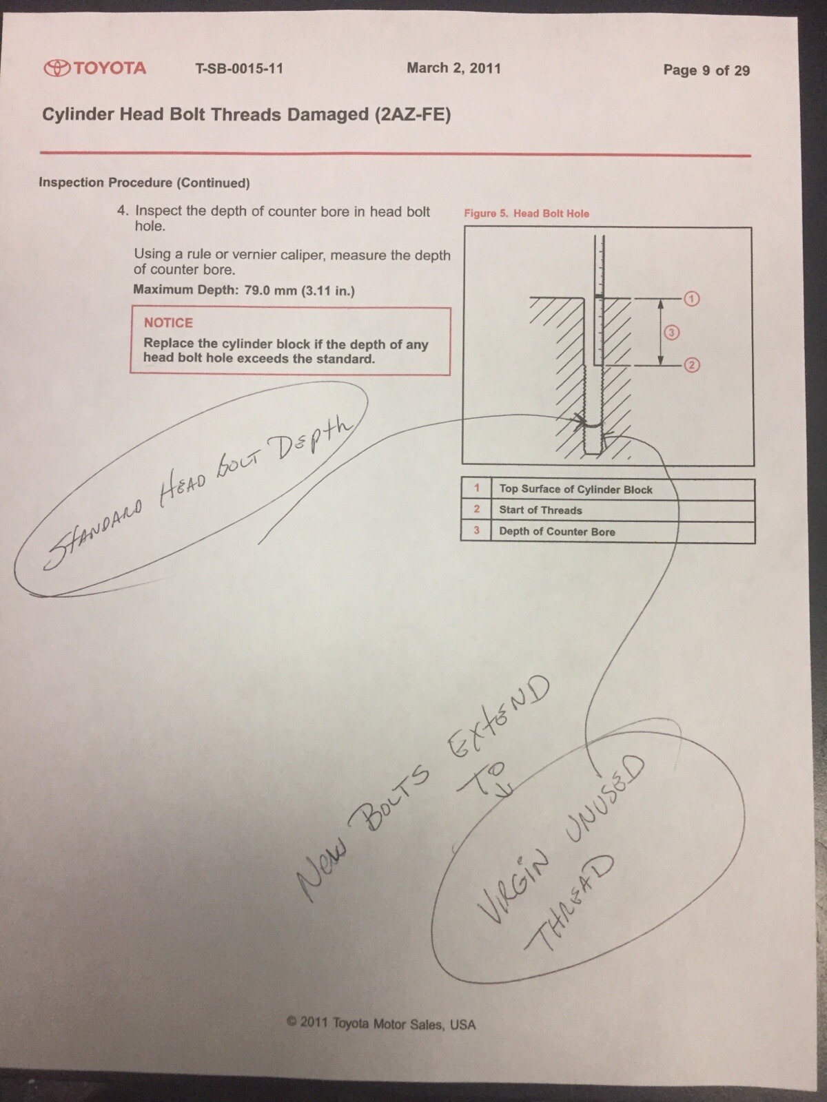 2000-2006 TOYOTA 2.4/2.0 1AZFE and 2AZ-FE HEAD BOLT SET, AVOID DOING TIMESERT
