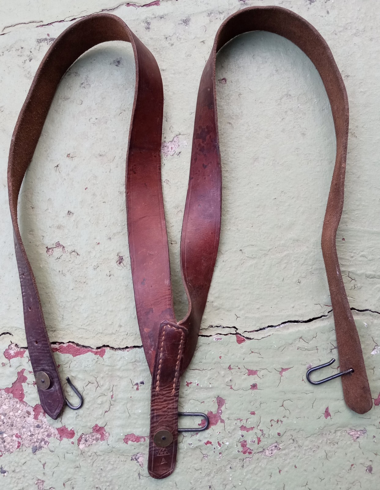 WW1 French Mle 1892-1914 Leather Y Straps Variant Modified Nicely Marked Good++