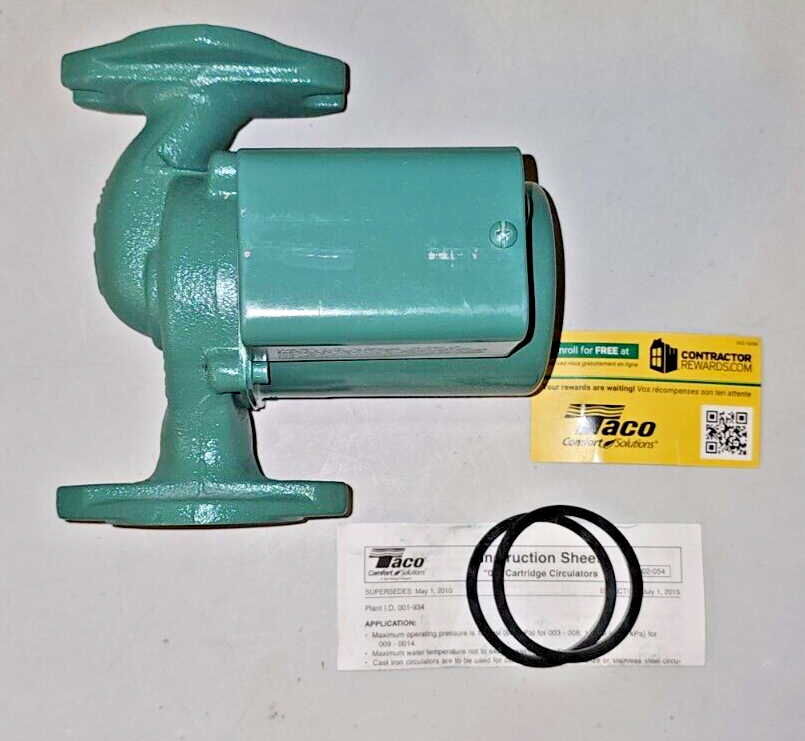 Taco 007-F5 Cast Iron Circulator, 1/25 HP, MISSING OEM BOX - DISCOUNT APPLIED