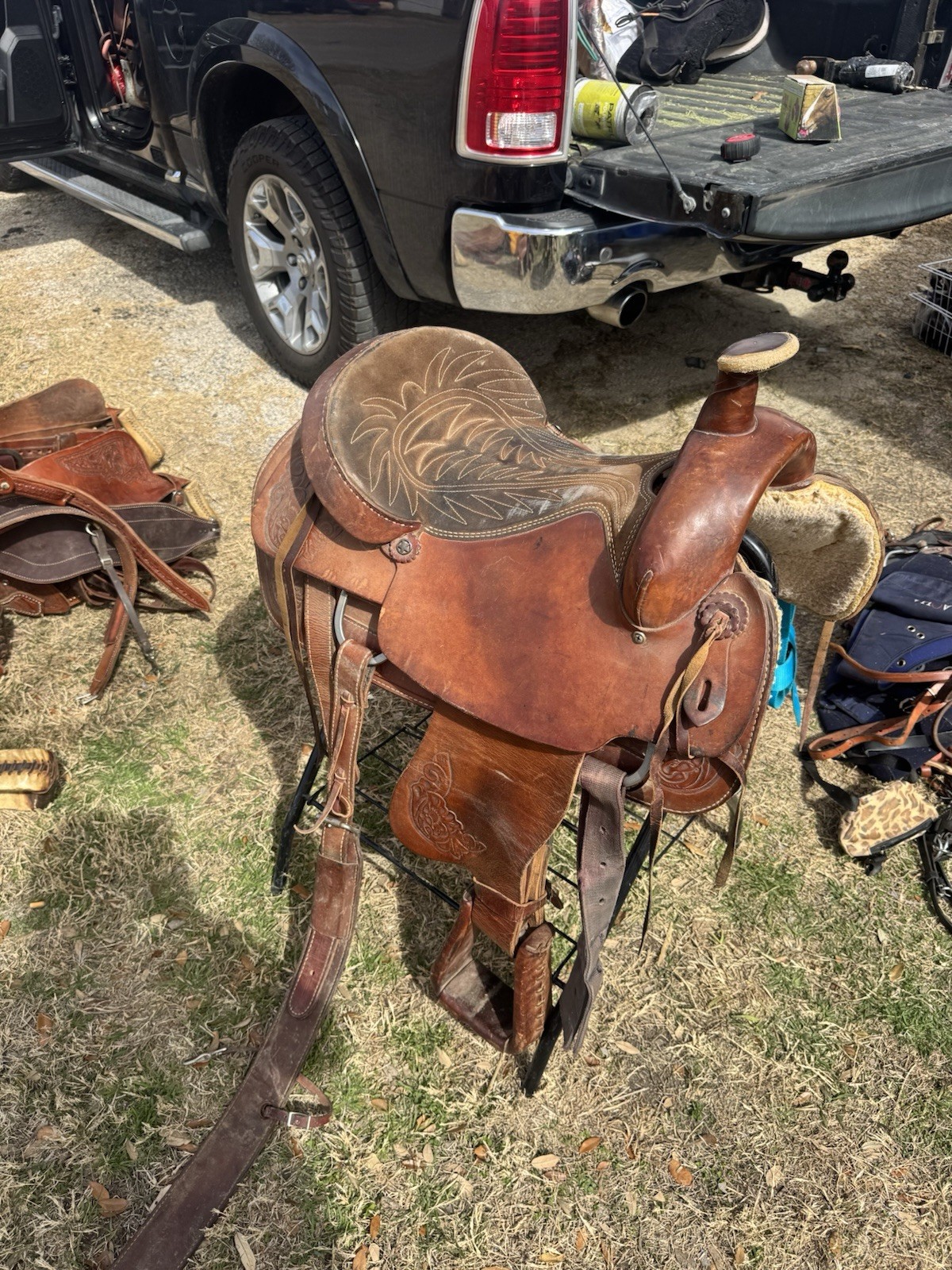 Hand Made by Doyle Horton Western Saddle Tooled Leather Collectible
