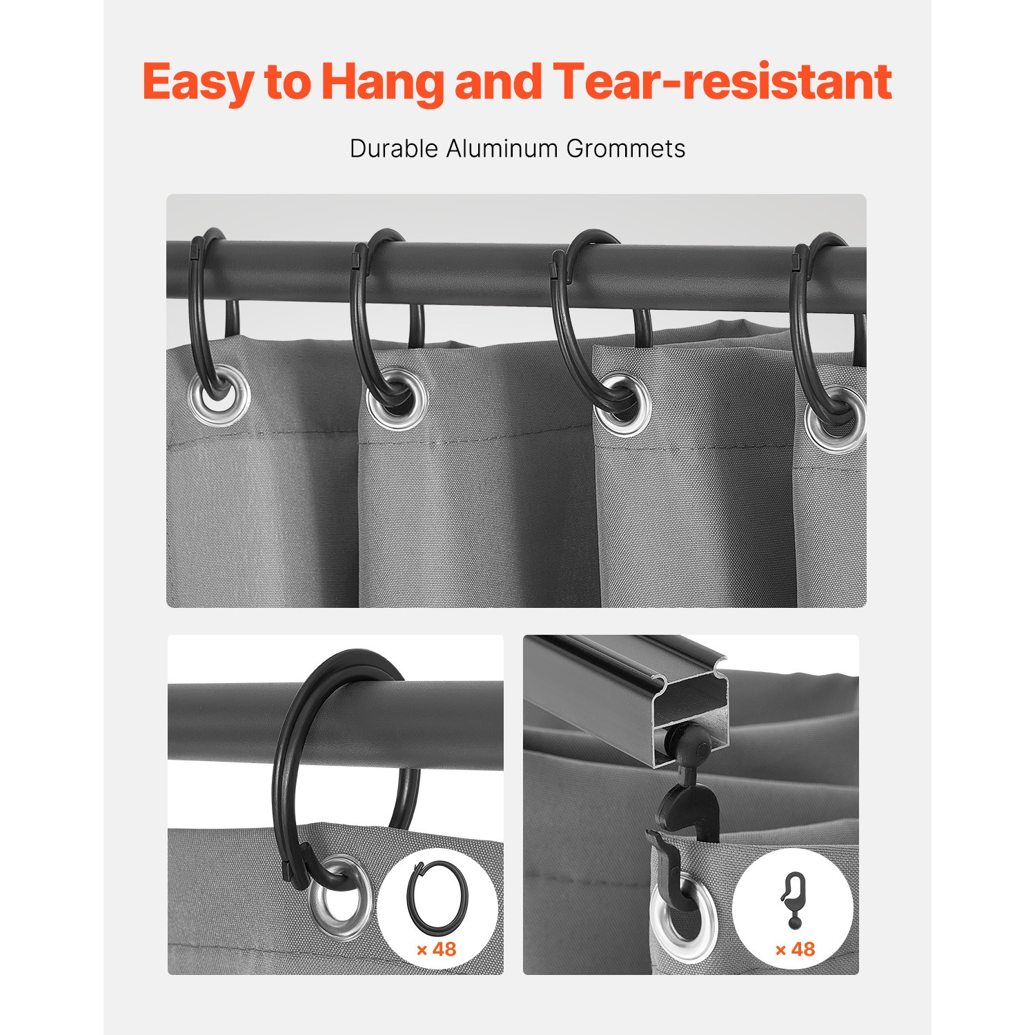 Gazebo Privacy Curtain 10' x 10' x 6.9' Waterproof Gazebo Curtains Gray