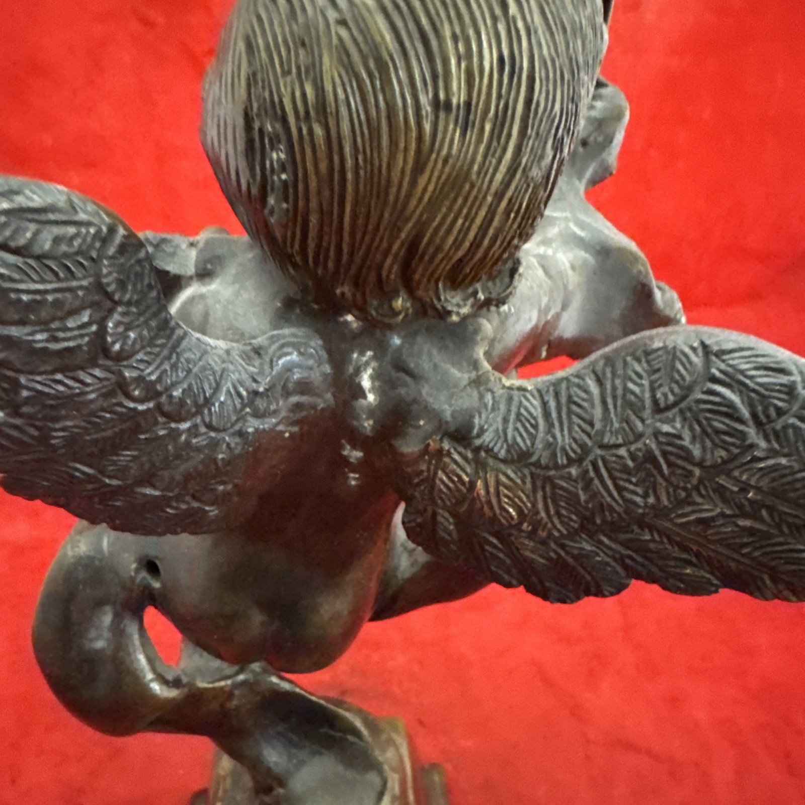 Bronze Cherub Angel Boy Playing Violin 12.5” Tall Heavy