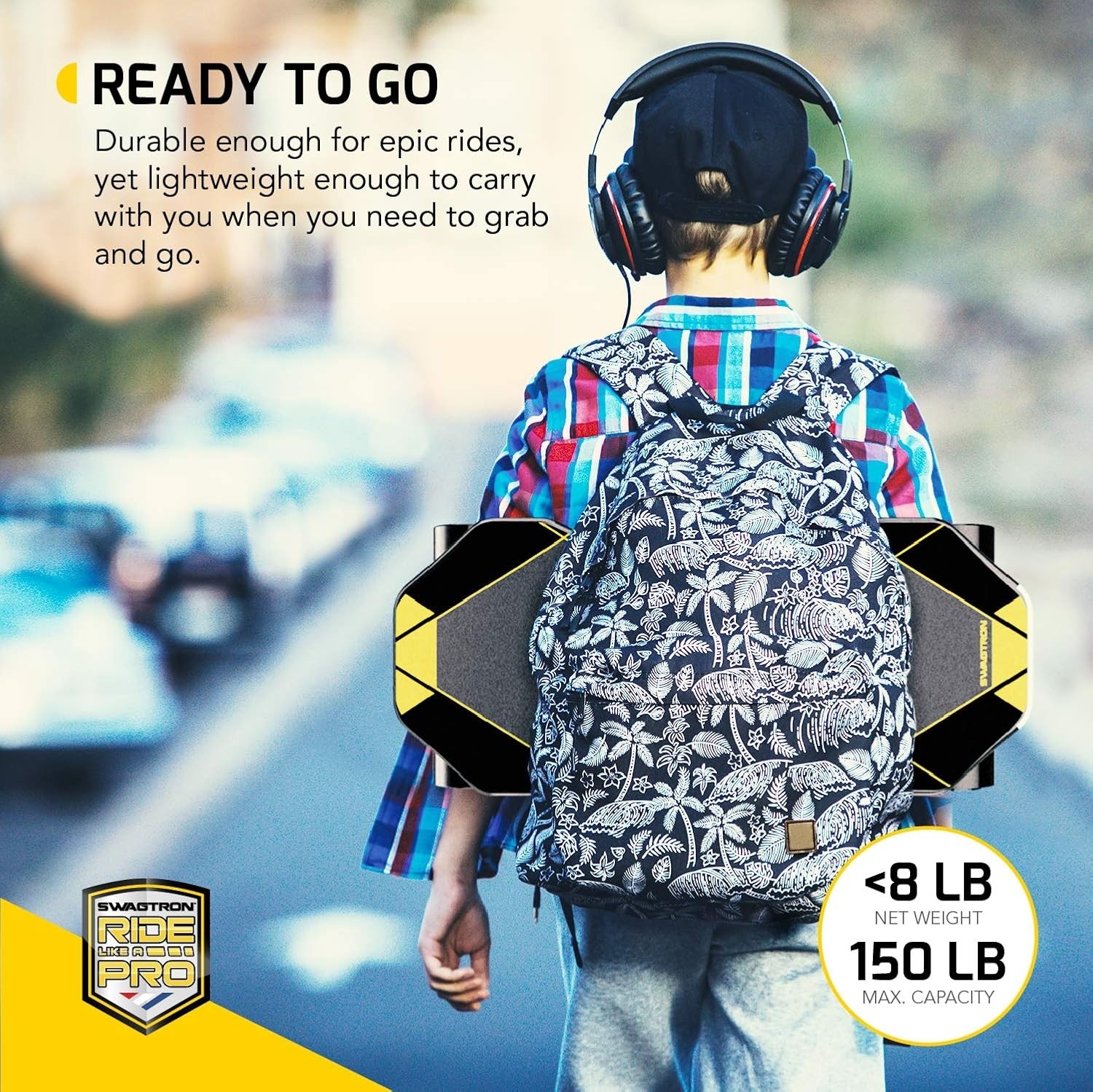 SwagTron Swagskate Ng-3 Electric Skateboard for Kids - Black/Yellow 63866-2