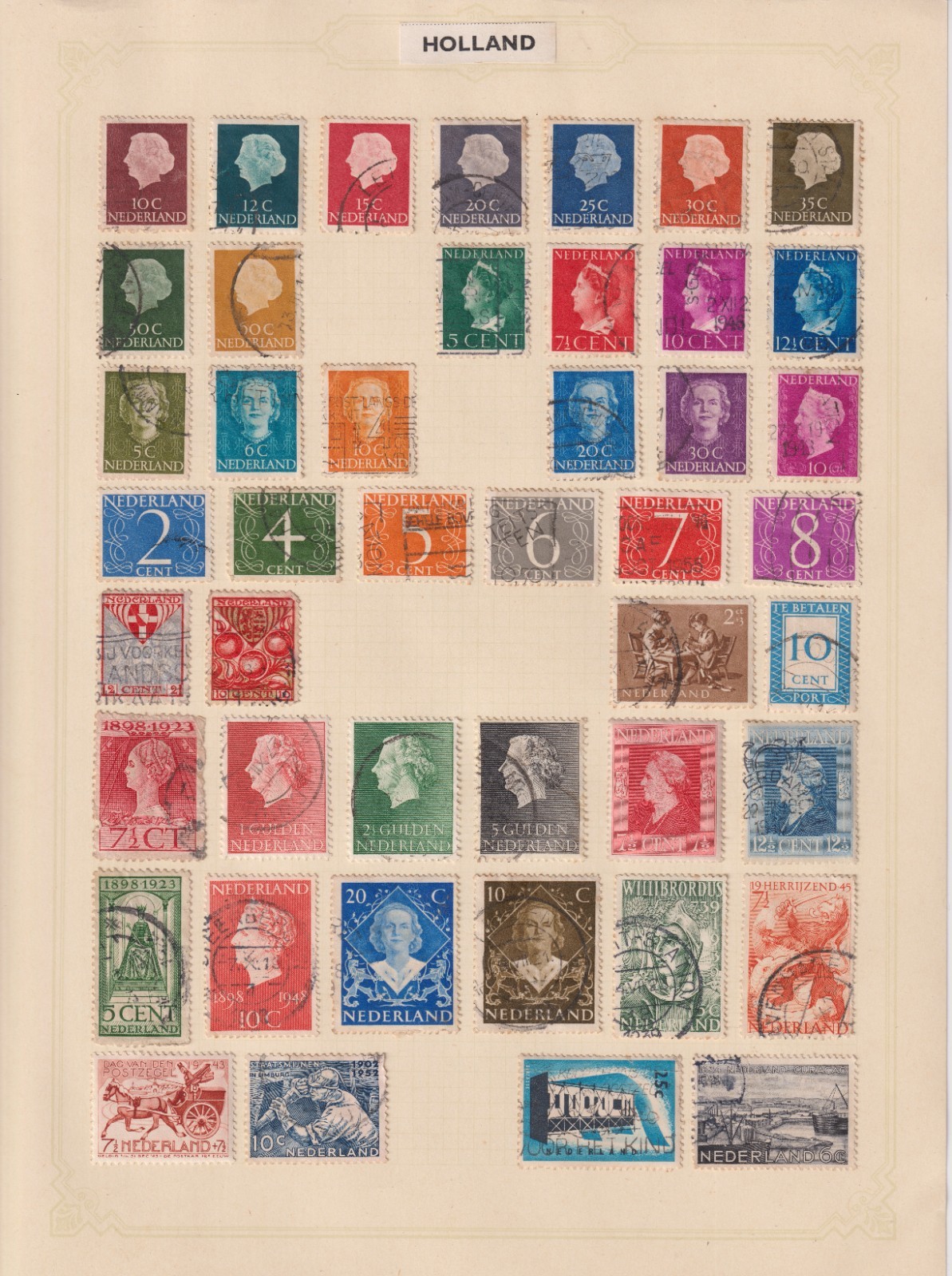 Netherlands Stamps on 3 Pages - Used