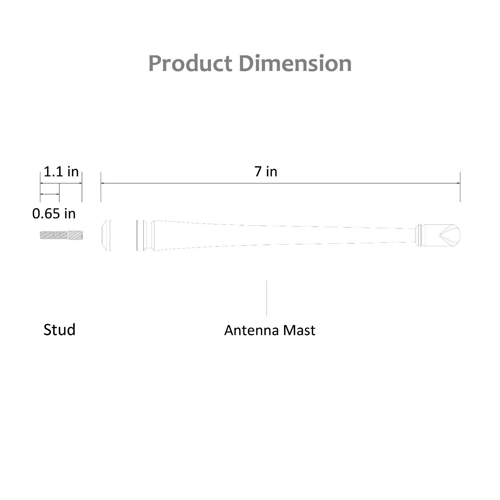 Rydonair 7" Antenna Replacement for 2000-2022 Toyota Tundra Tacoma FJ Cruiser