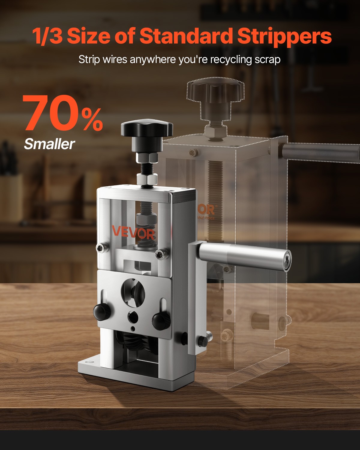 VEVOR Manual Wire Stripper Stripping Machine 0.06-1 in Hand Crank or Drill