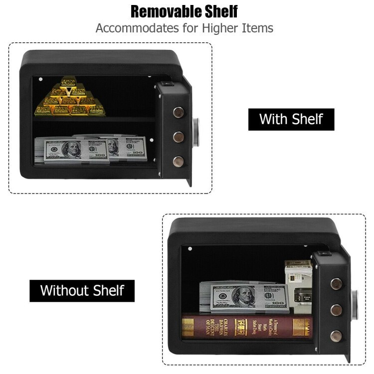 Fingerprint Safe Box Digital Home Office Security w/LED Light Cash Jewelry Black