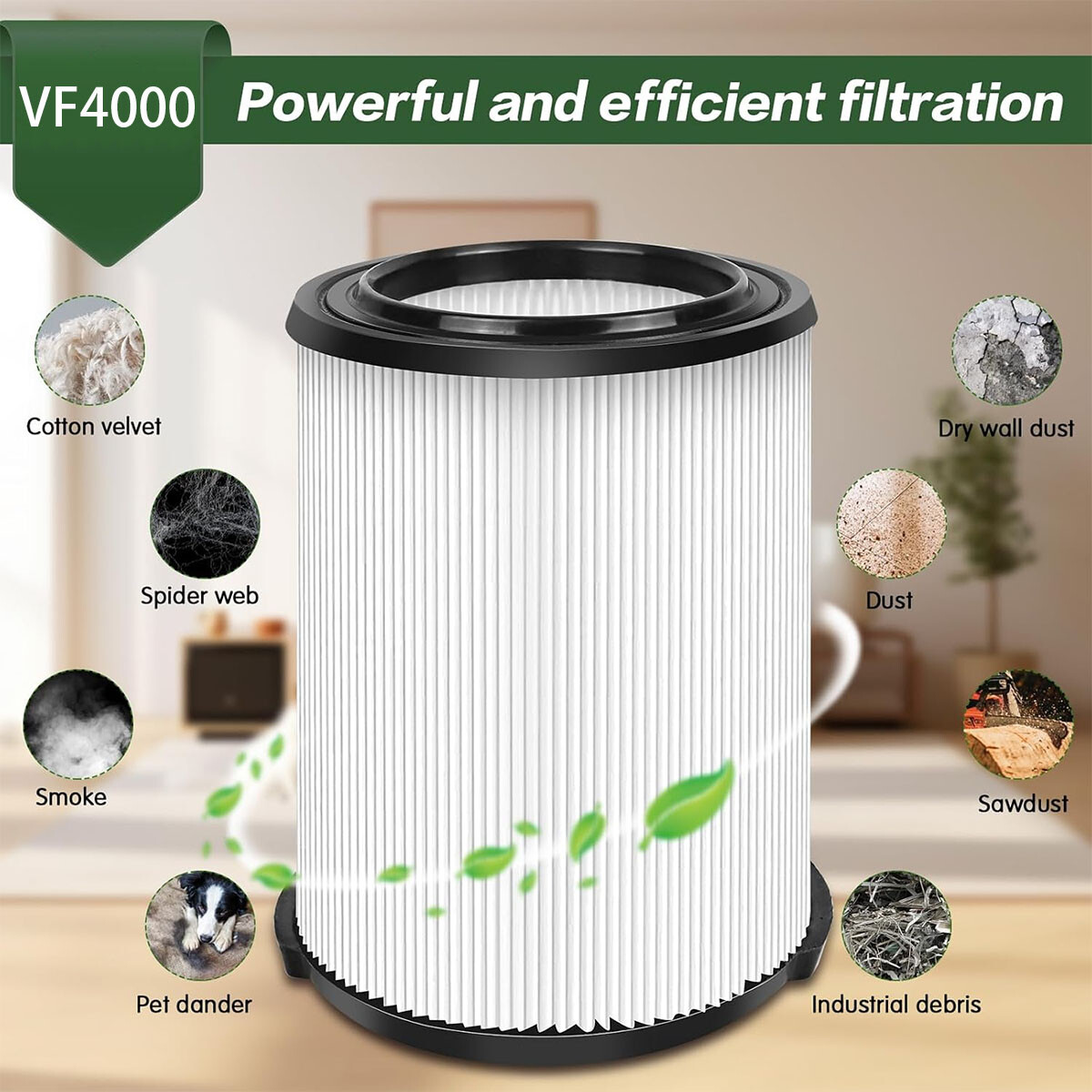 1x VF4000 Replacement For RIDGID Washable Vacuum Garage Shop Vac Pleated Filter