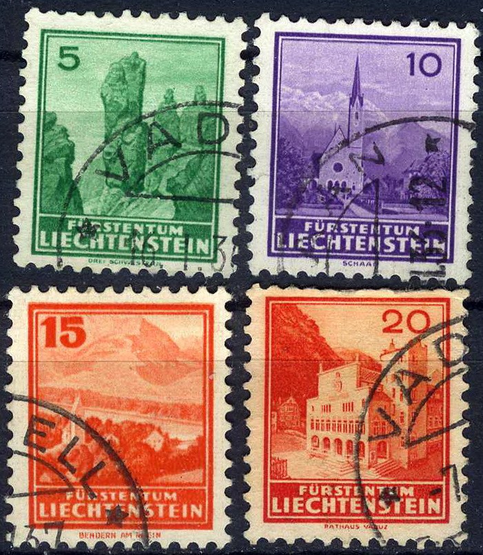 Liechtenstein 1934 Buildings & Landmarks Used (SC# 117-120)
