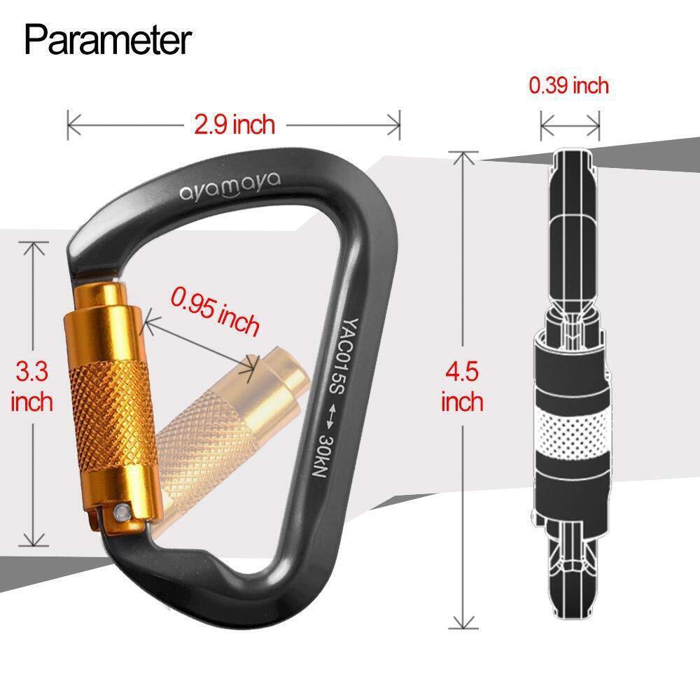 30KN Auto Locking Carabiner Climbing Aluminum Twist Lock Heavy Duty Clip Tree