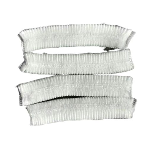 100 Disposable 18" Non-Woven Strip Mob Caps(Pink/White) Net Bouffant Head Covers