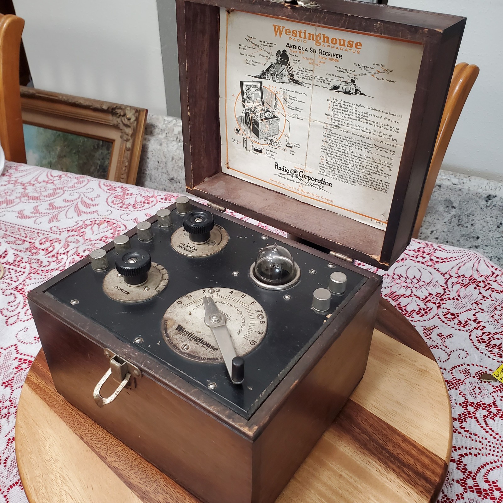 Antique 1920s Westinghouse RCA Aeriola Sr. Receiver Tube Radio RF Style 319564