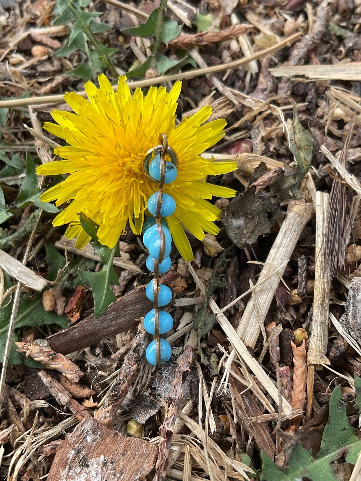 French Antq. Silver~Gold Plate~Sky Blue Glass Enameled Drops Cross~Tres Chic