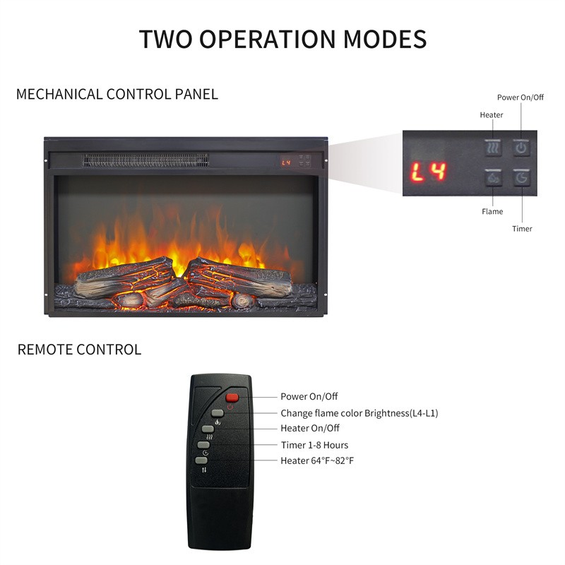 26 inch Electric Fireplace Insert,Ultra Thin Heater w/Log Set & Realistic Flame