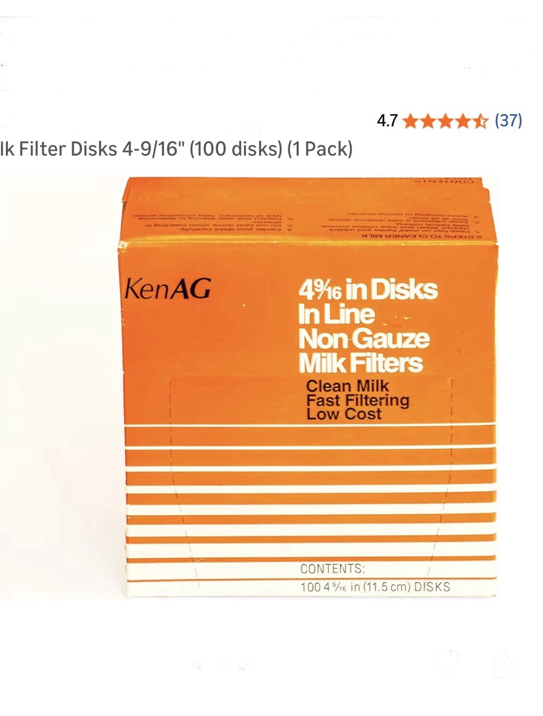 Ken AG Milk Filters Box of 100 NEW SEALED