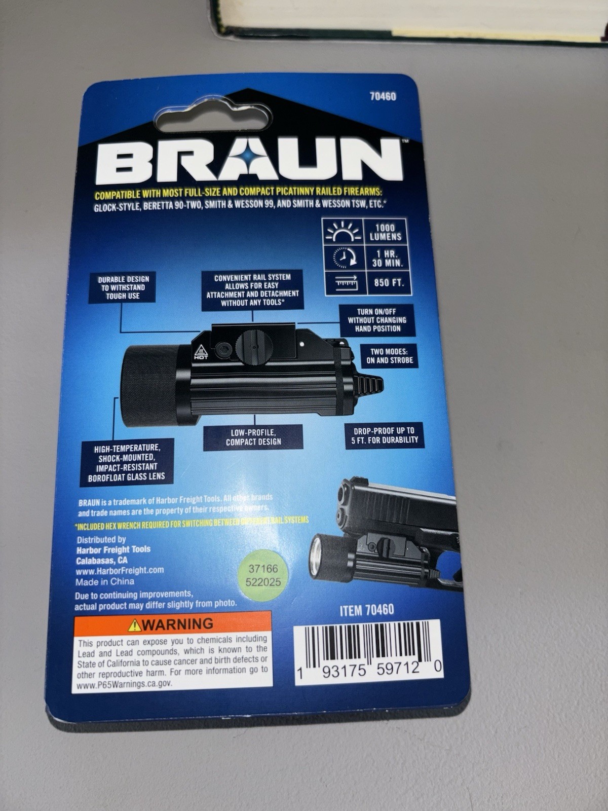 Braun 1000 Lumen Tactical Rail Mount LED Light - New