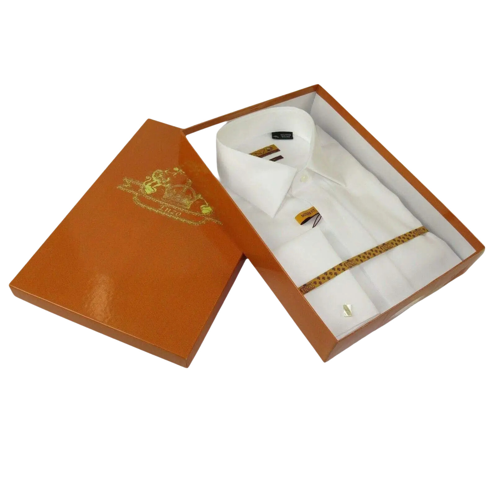 Men 100% Egyptian Cotton Shirt French Cuffs Wrinkle Resistance ENZO 71402 White