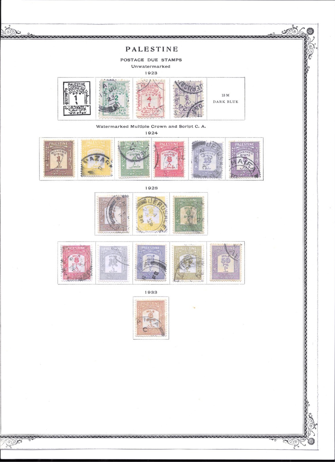 Palestine stamps 1918-33 Sc # 4/84, J2/20 On Scott Pages MLH/U/F/VF