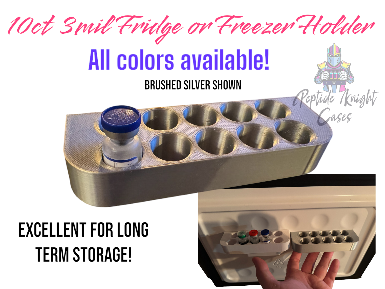 Peptide Vial Storage Container Carrying Case Organizer