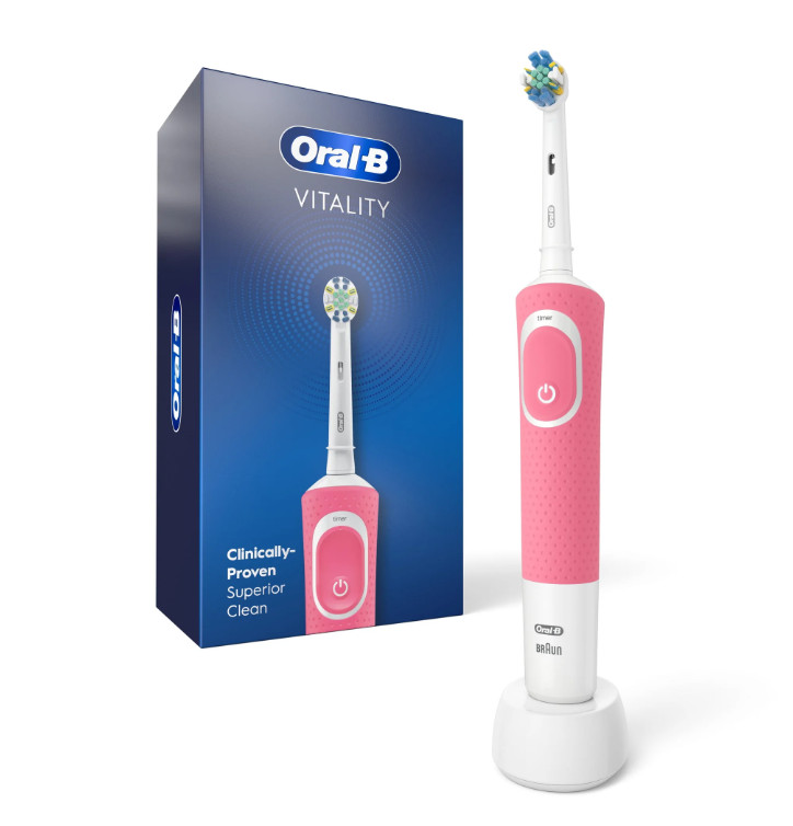 Oral-B Vitality FlossAction Pink Rotating Electric Toothbrush Rechargeable