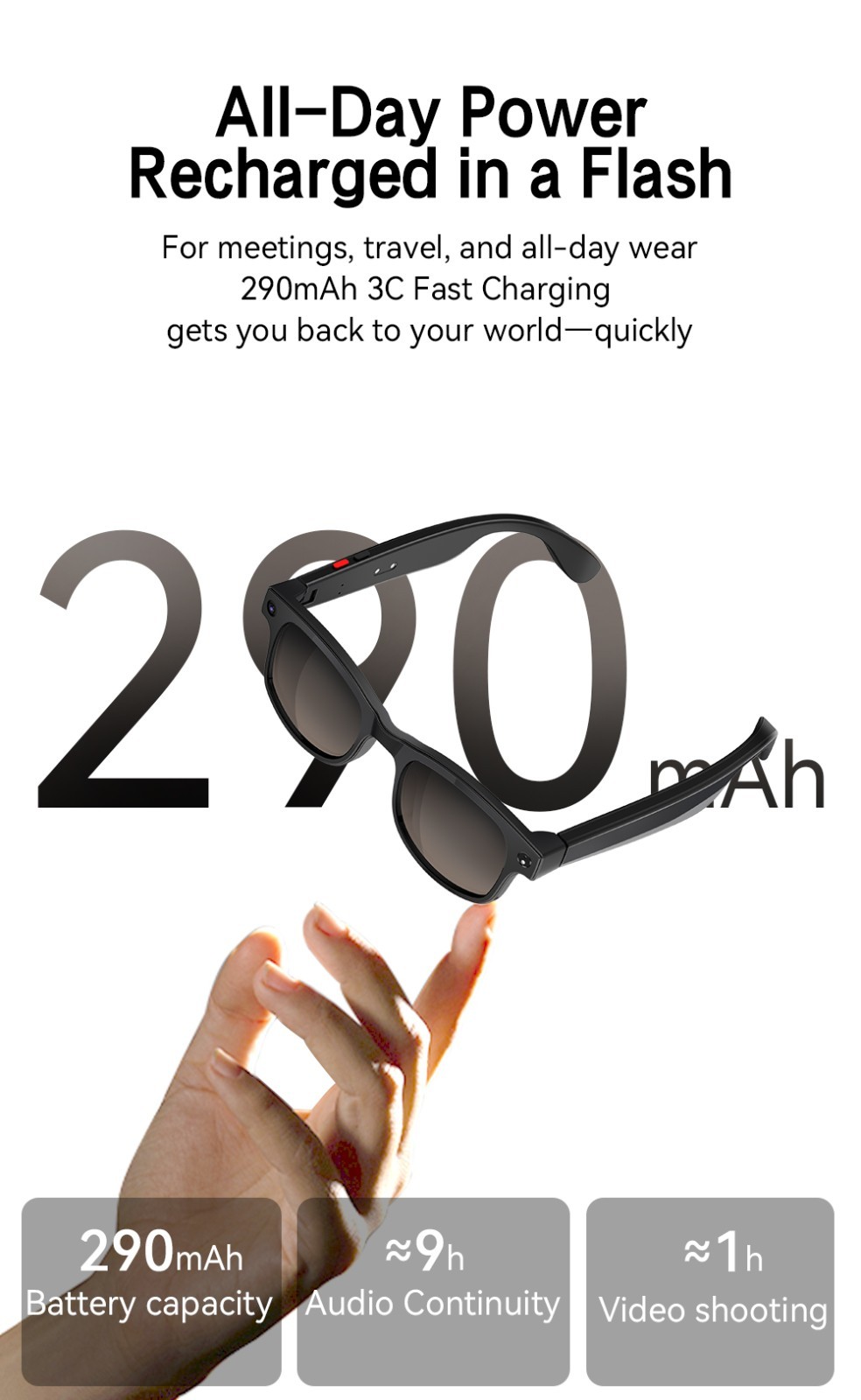 AI Smart Glasses 8MP Camera 4k HD Video Real-Time Translation Image Recognition