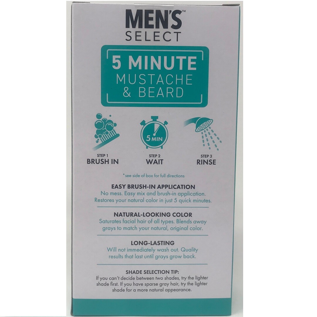 2pk Men's Select Mustache and Beard Hair Color Dye 5 minute Black or Dark Brown