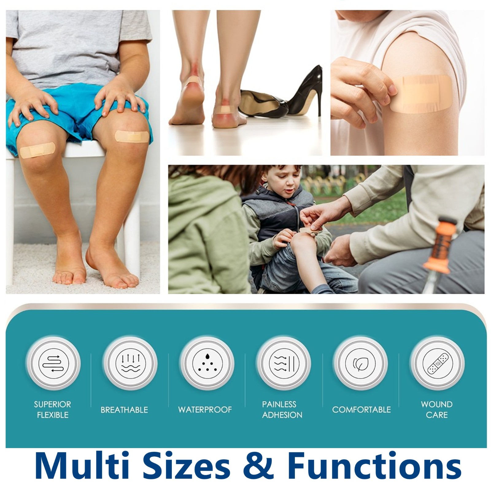 160 PCS Assorted Adhesive Bandages Variety Pack Seal First Aid All Sizes Bands