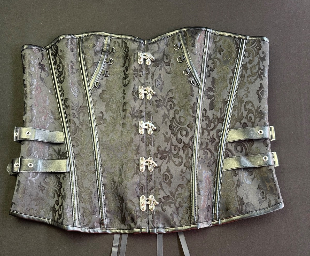 Black Lace Corset Top XXL LaceUp Whimsigoth Renaissance Vamp Witchy Bustier Goth