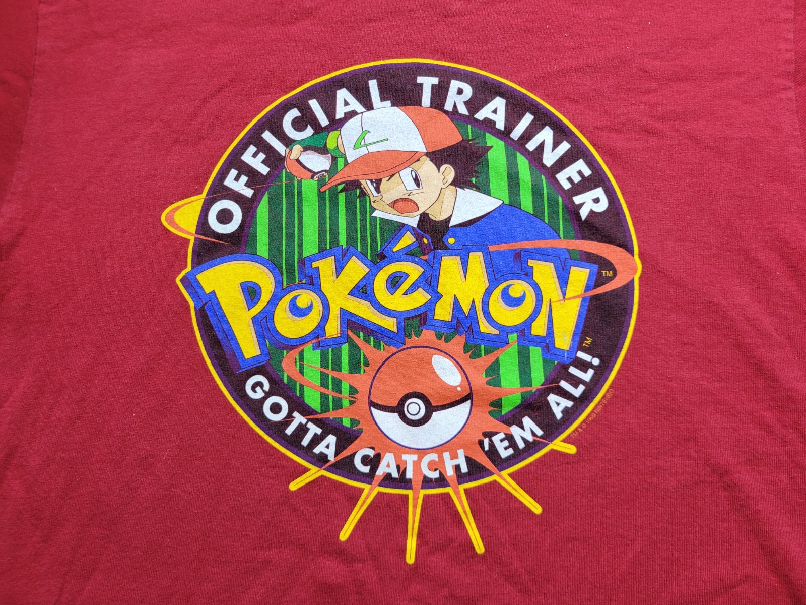 Vintage Pokemon Ash Ketchum 1999 Nintendo T-Shirt Size Youth XL