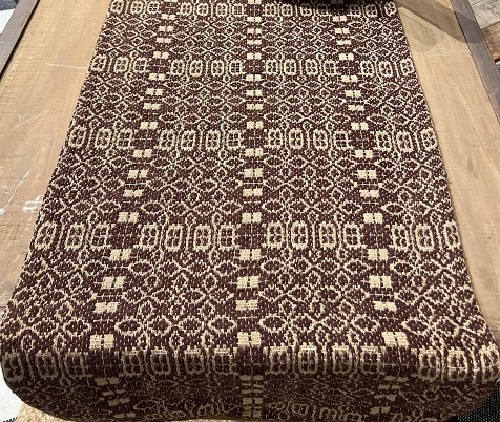 New Primitive Colonial CHOCOLATE BROWN COVERLET TABLE RUNNER Woven Topper 32"