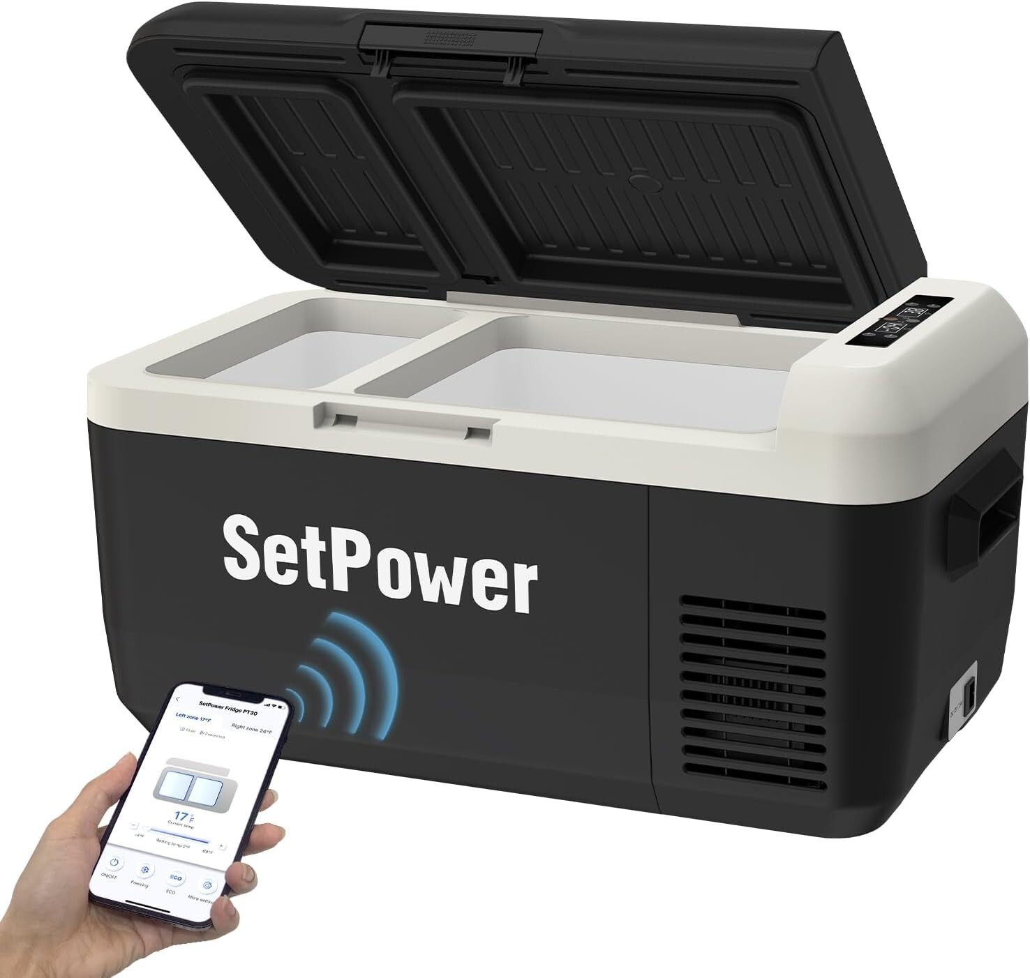 Setpower PT30 12 Volt Car Refrigerator With APP Control 32QT Dual Zone RV  SUV