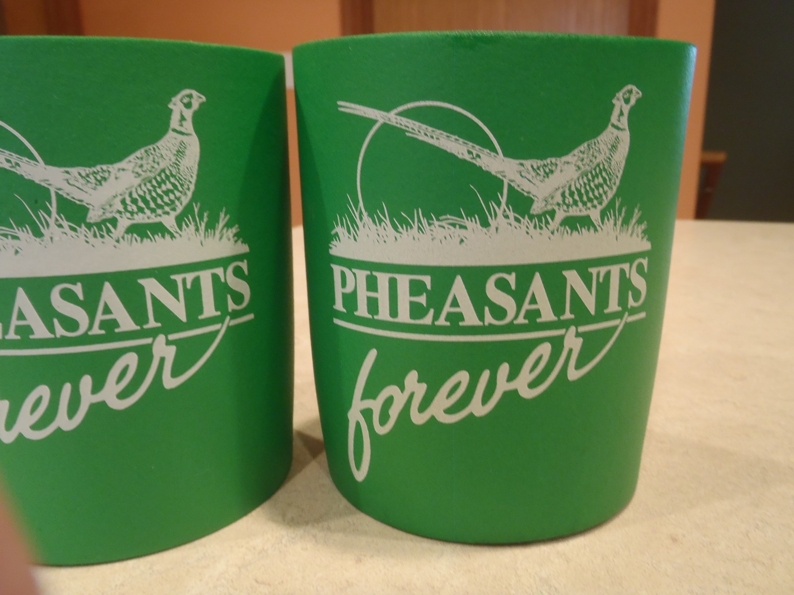 Vintage Pheasants Forever Can Koozie Lot of 2 Green Foam