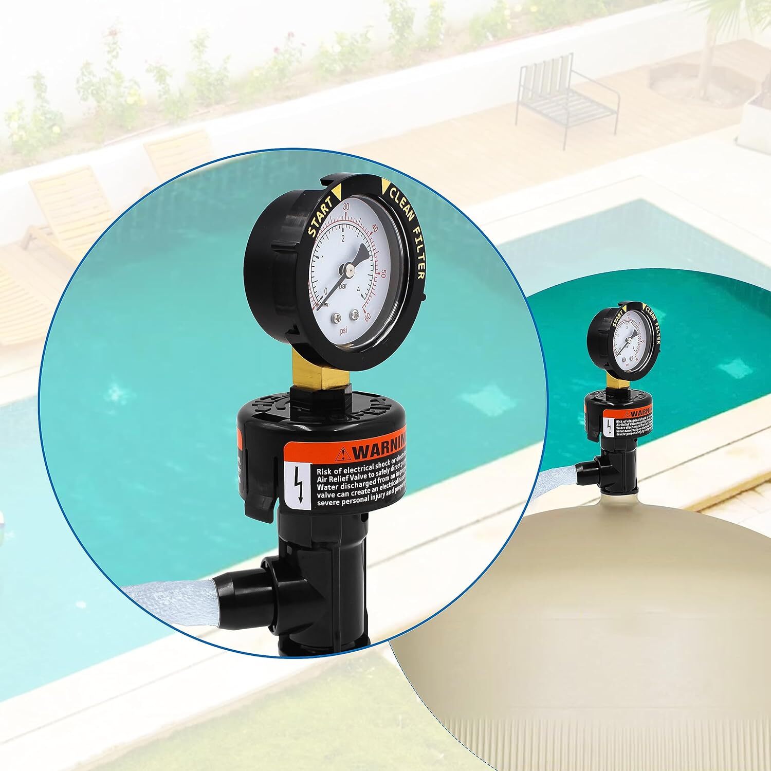 98209800 Air Relief Valve w/Pressure Gauge For Pentair Pool Spa Filter FNS PLUS