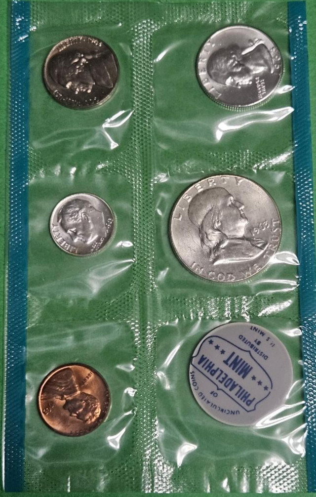 1963 PD US Mint Uncirculated Silver Mint Set in Original Packaging Free Shipping