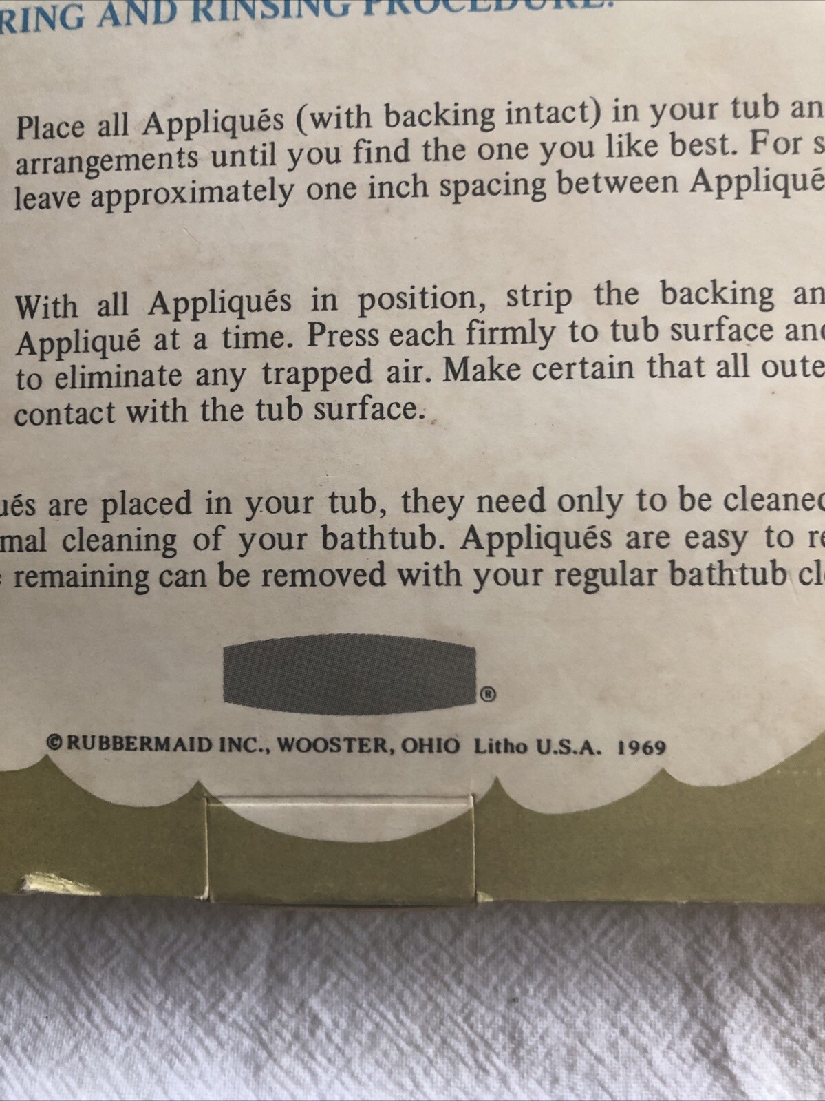 Vintage Rubbermaid Appliqués 1969 & 1972