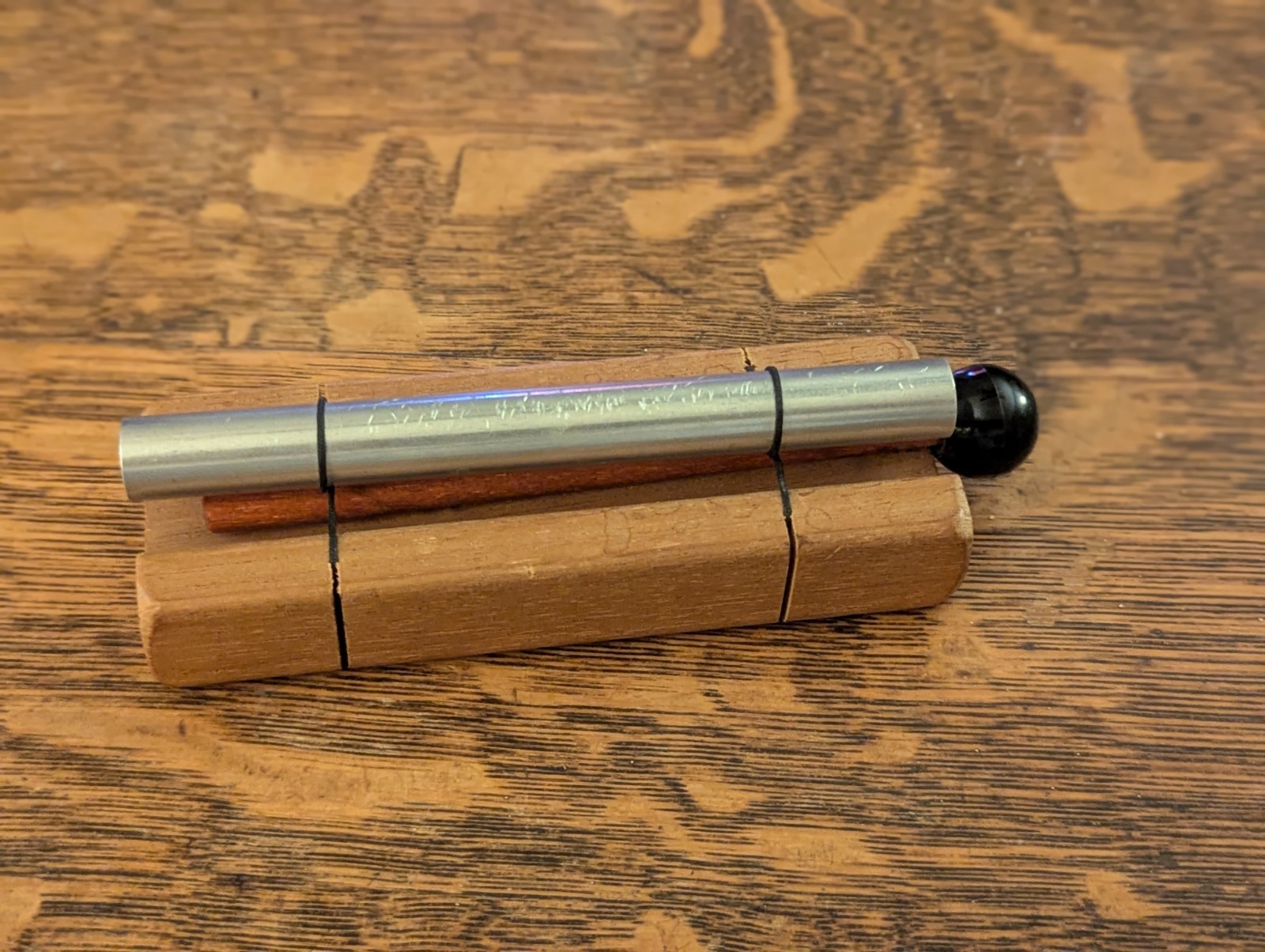 Single Note Metal Energy Chime On Wood Block With Mallet