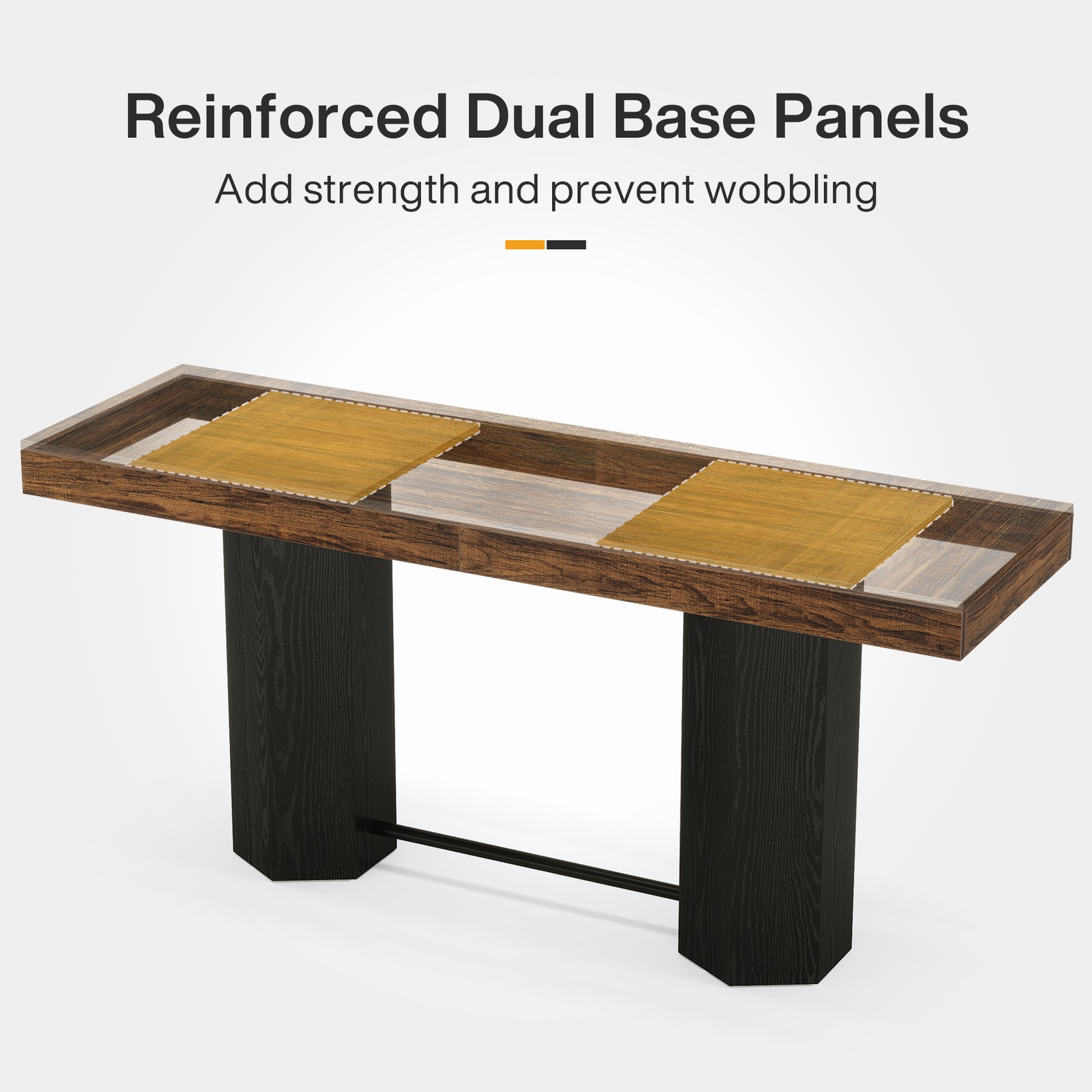 70.9" Extra Long Bar Table, Industrial Counter Height Table with Metal Footrest