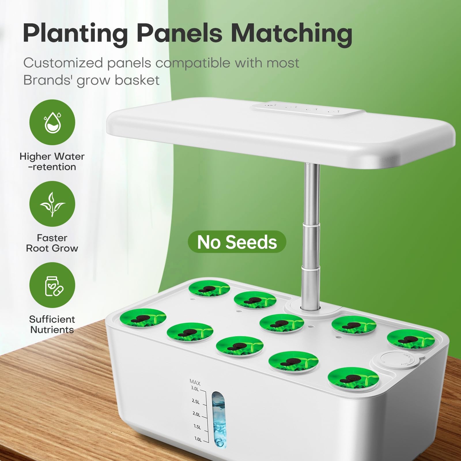 Ahopegarden Indoor Garden Hydroponics Growing System: 10 Pods 10 Pods, White