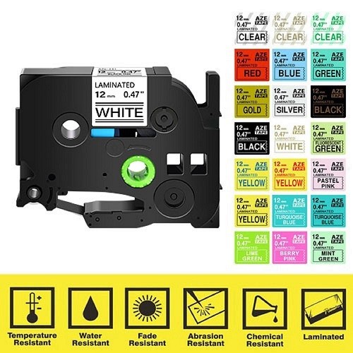 All Colors & Width Fit For Brother P-Touch Printer TZ TZe  Laminated Lable Tape
