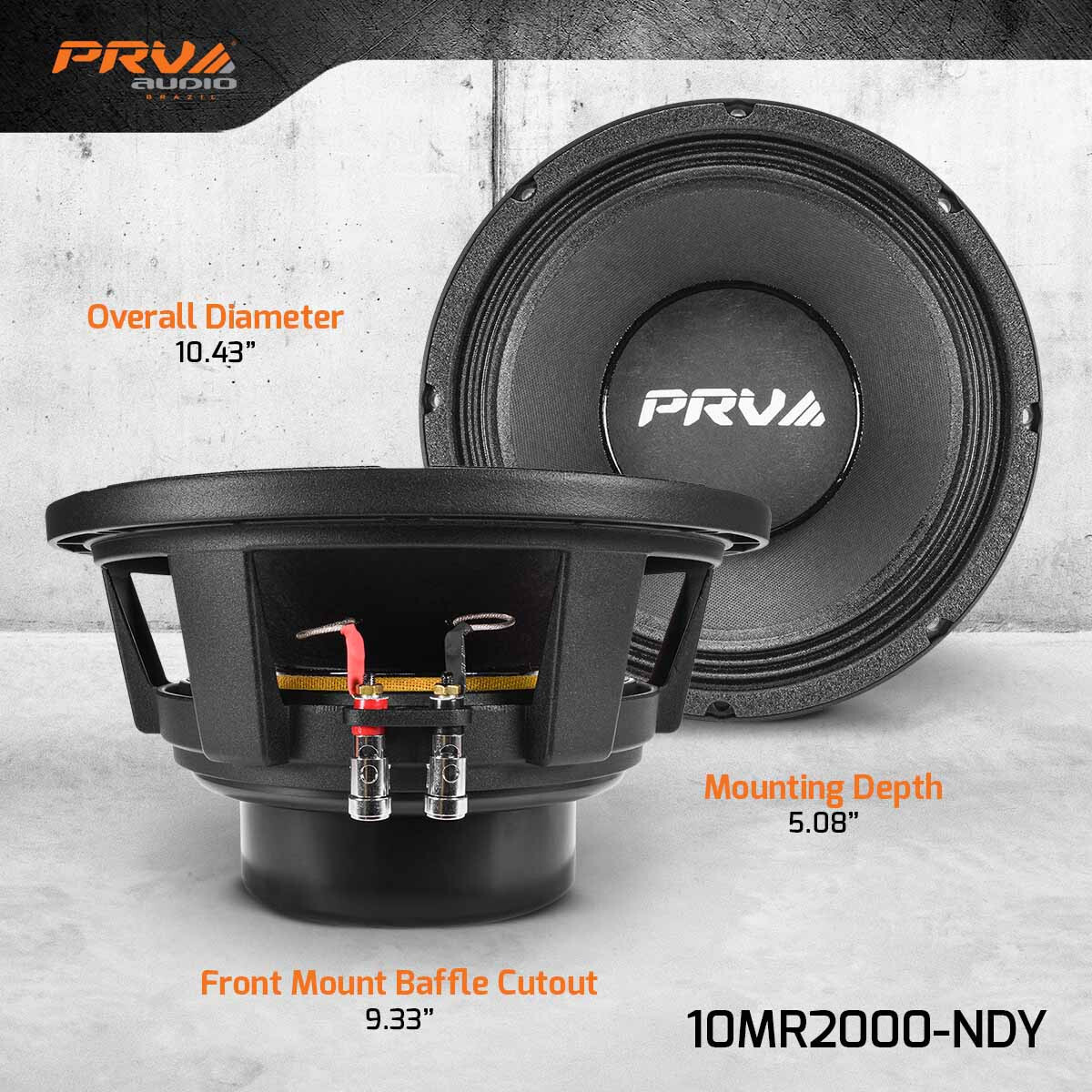 PRV Audio 2000 Watts 10" Midrange Speakers Neodymium 8 Ohm 10MR2000-NDY Neo PRO