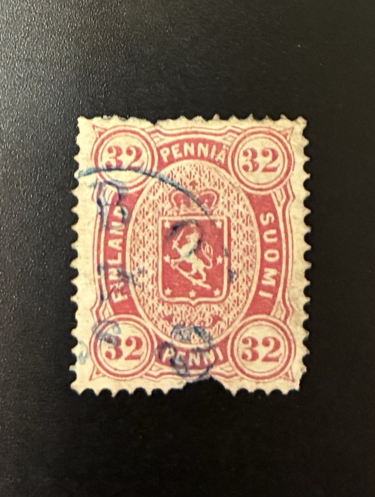 FINLAND STAMP SCOTT’S 16 LAKE 32P USED 1875 PERF 14 X 13 1/2 RARE CV-450 TEAR