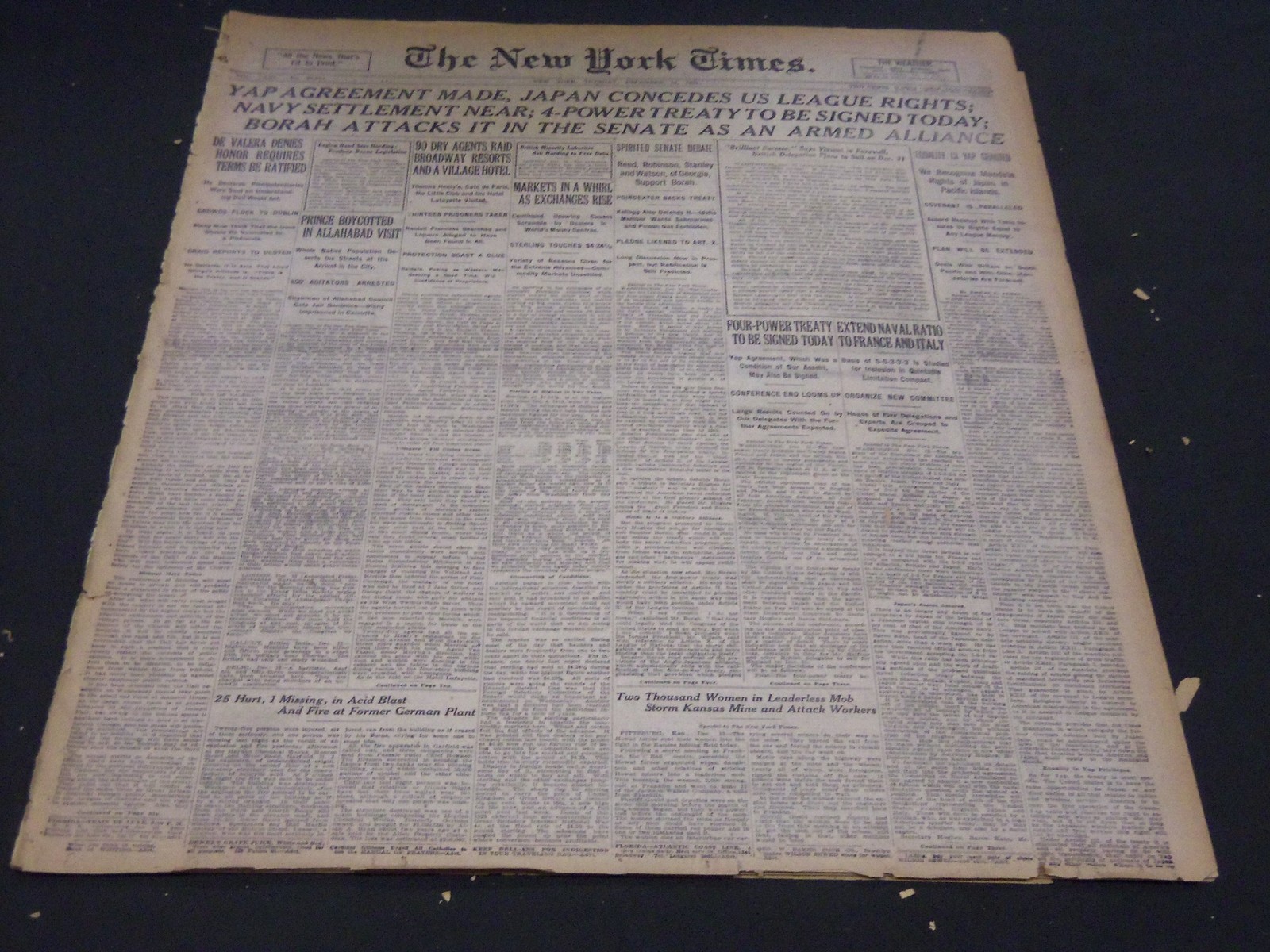 1921 DECEMBER 13 NEW YORK TIMES - YAP AGREEMENT MADE - NT 5091