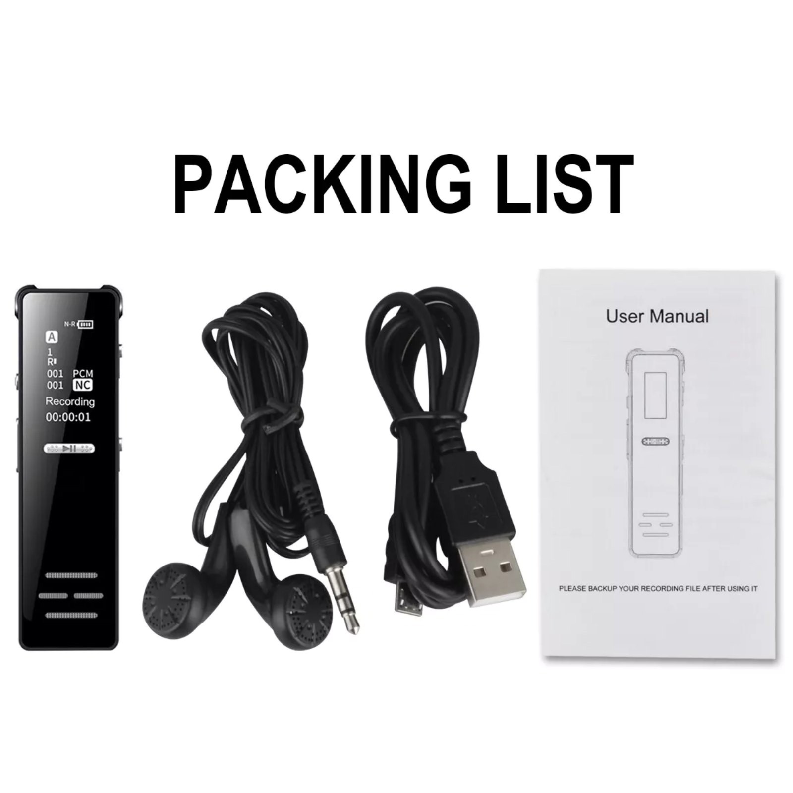 Mini Audio Recorder - HD Voice Activated Recorder with MP3 Playback 77x20mm