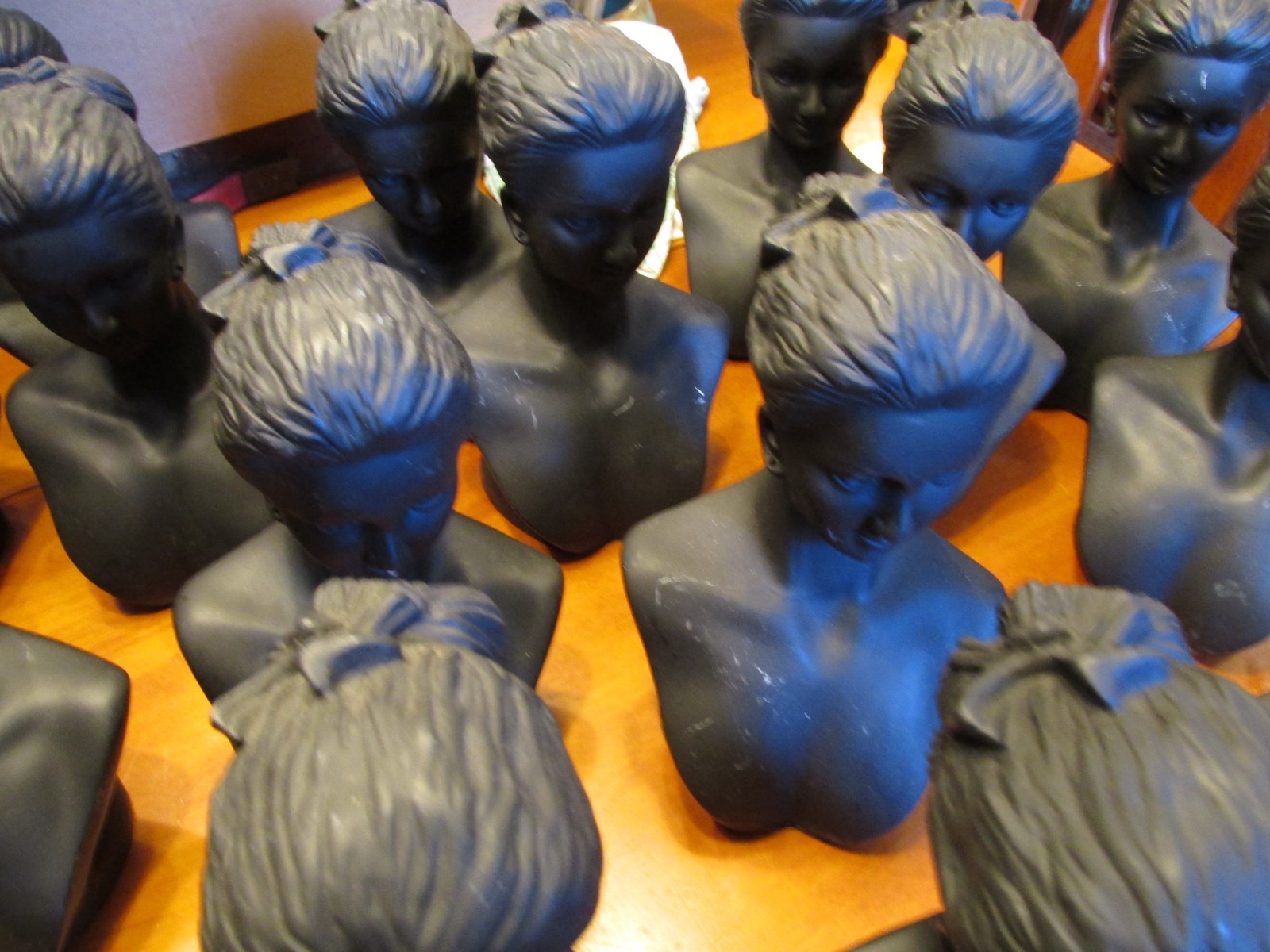 Jewelry Bust Display Stand Black Plastic Resin Mannequin Necklace & Earring used