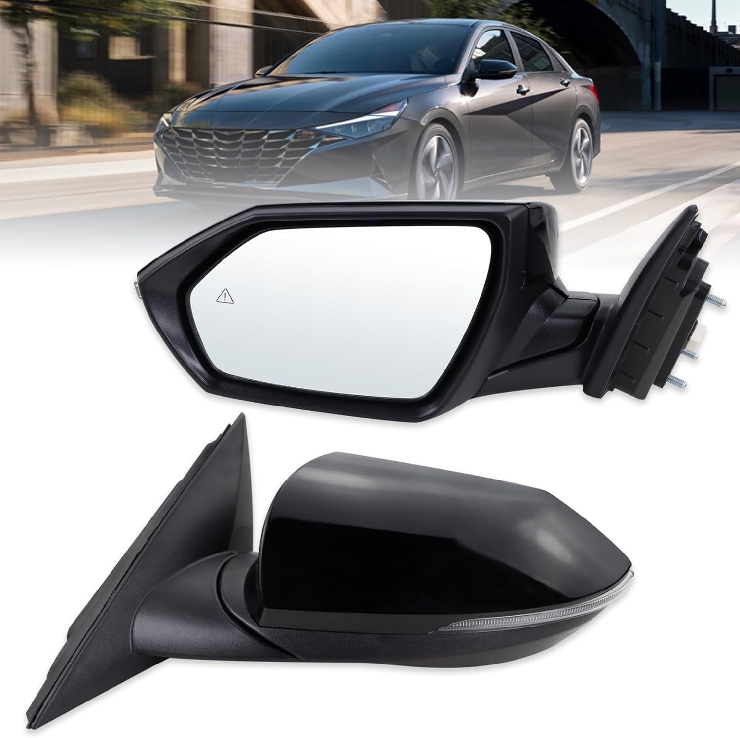 Left Driver Side Mirror for 2021-2025 Hyundai Elantra Manual Power Heated Black