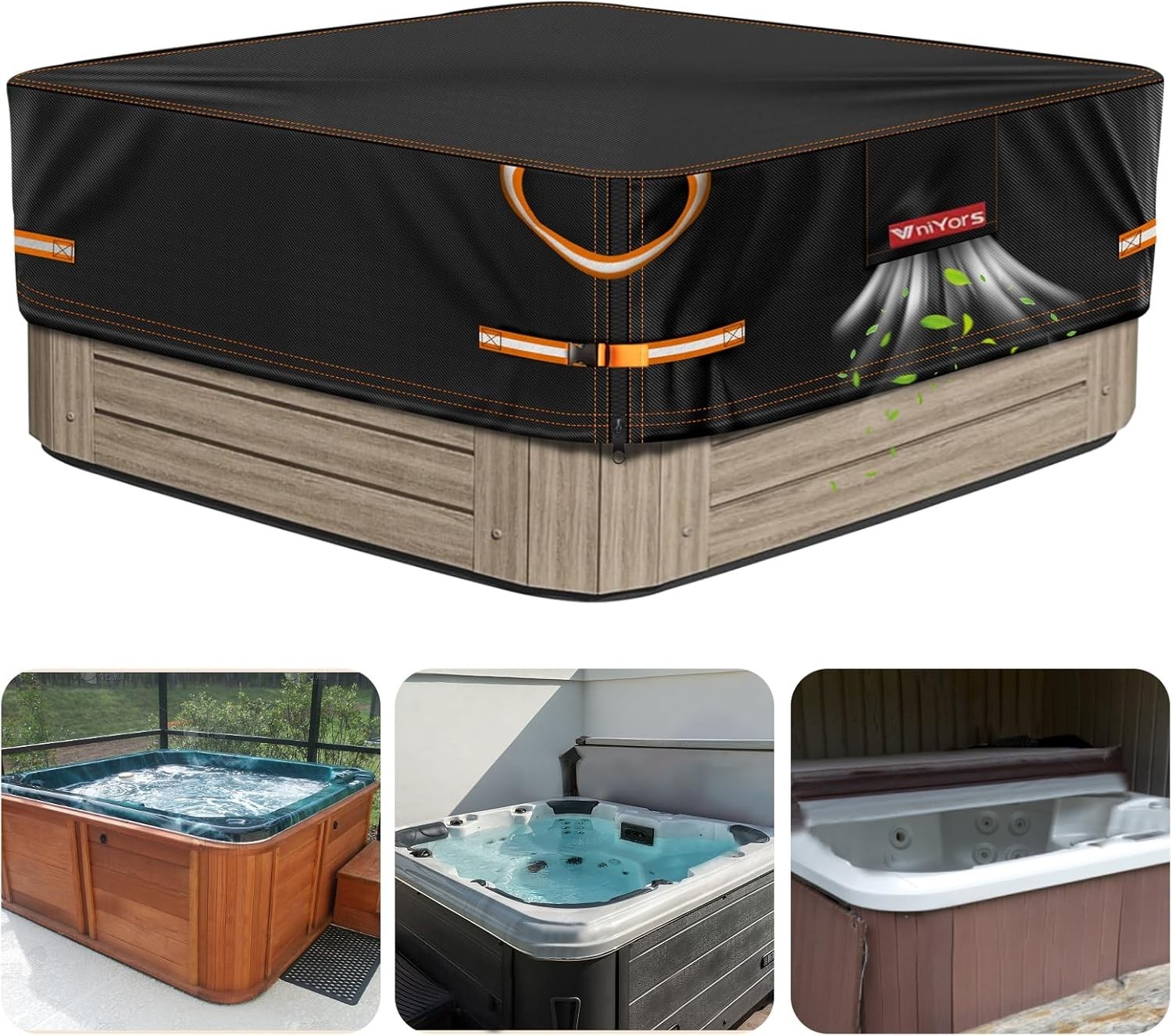 Hot Tub Cover - 600D Heavy Duty Oxford Hot Tub Lid, 80 x 80 inch Spa Covers f...
