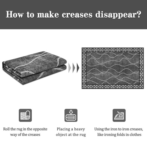 4x6 Area Rugs for Living Room, Machine Washable 4 ft x 6 ft Black Grey