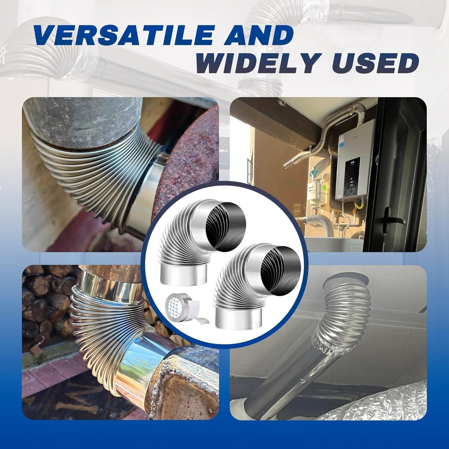 2 Pack 4" OD 3.97" ID 90 Degree Dryer Vent Elbow