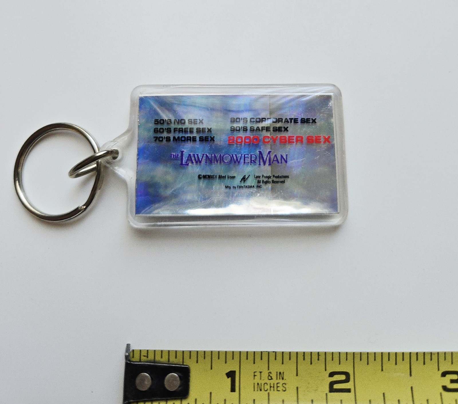 VINTAGE 1992 THE LAWNMOWER MAN MOVIE PROMO HOLOGRAM KEYCHAIN STEPHEN KING HORROR
