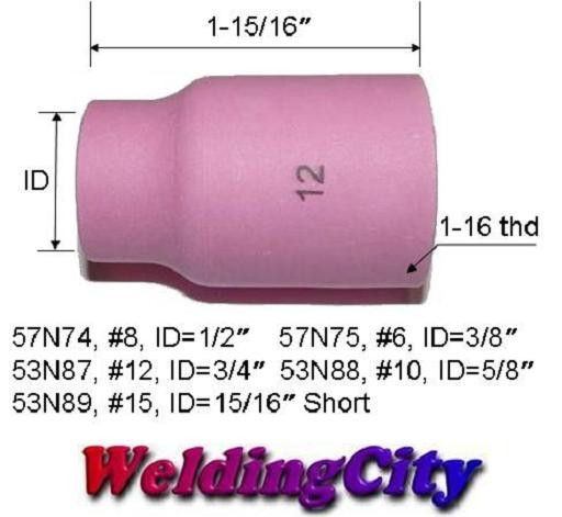WeldingCity® 5-pk Large Gas Lens Ceramic Cup 53N87 #12 TIG Welding Torch | USA